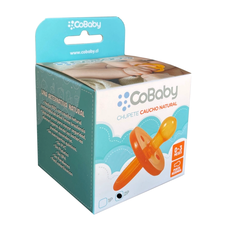 PACK X2 CHUPETE COBABY 1573A1-2 CAUCHO NATURAL 0 A 3 PUNTA REDONDA MESES CAFÉ - 1