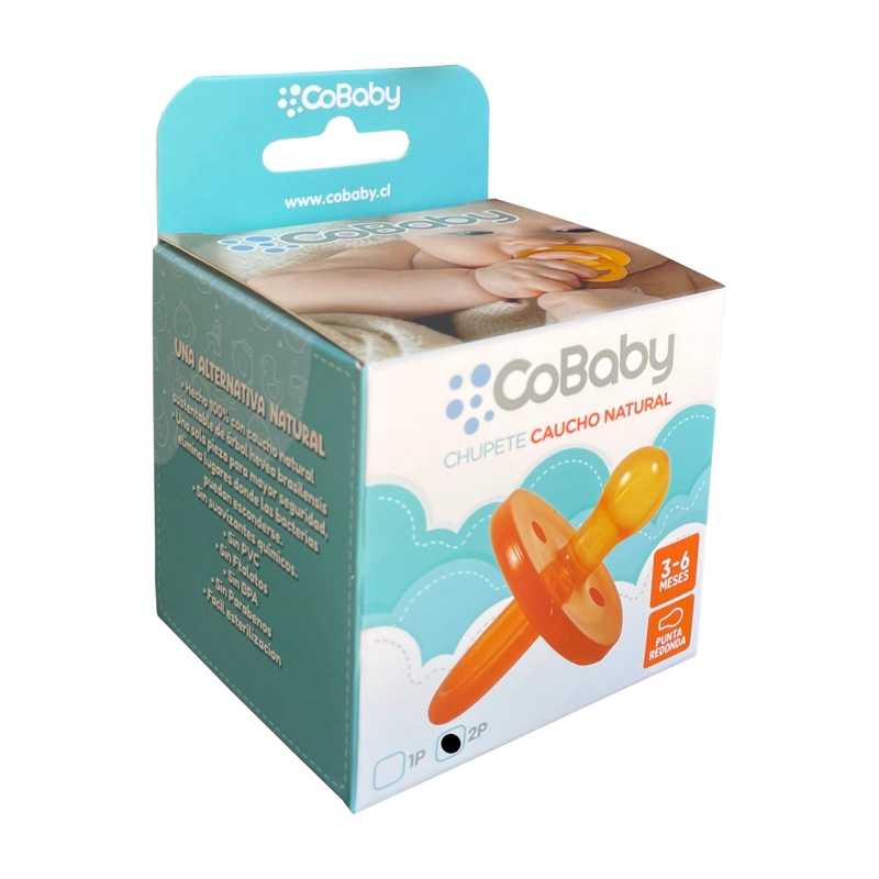 PACK X2 CHUPETE COBABY 1573-12-2 CAUCHO NATURAL 3 A 6 MESES PUNTA REDONDA CAFÉ - 1