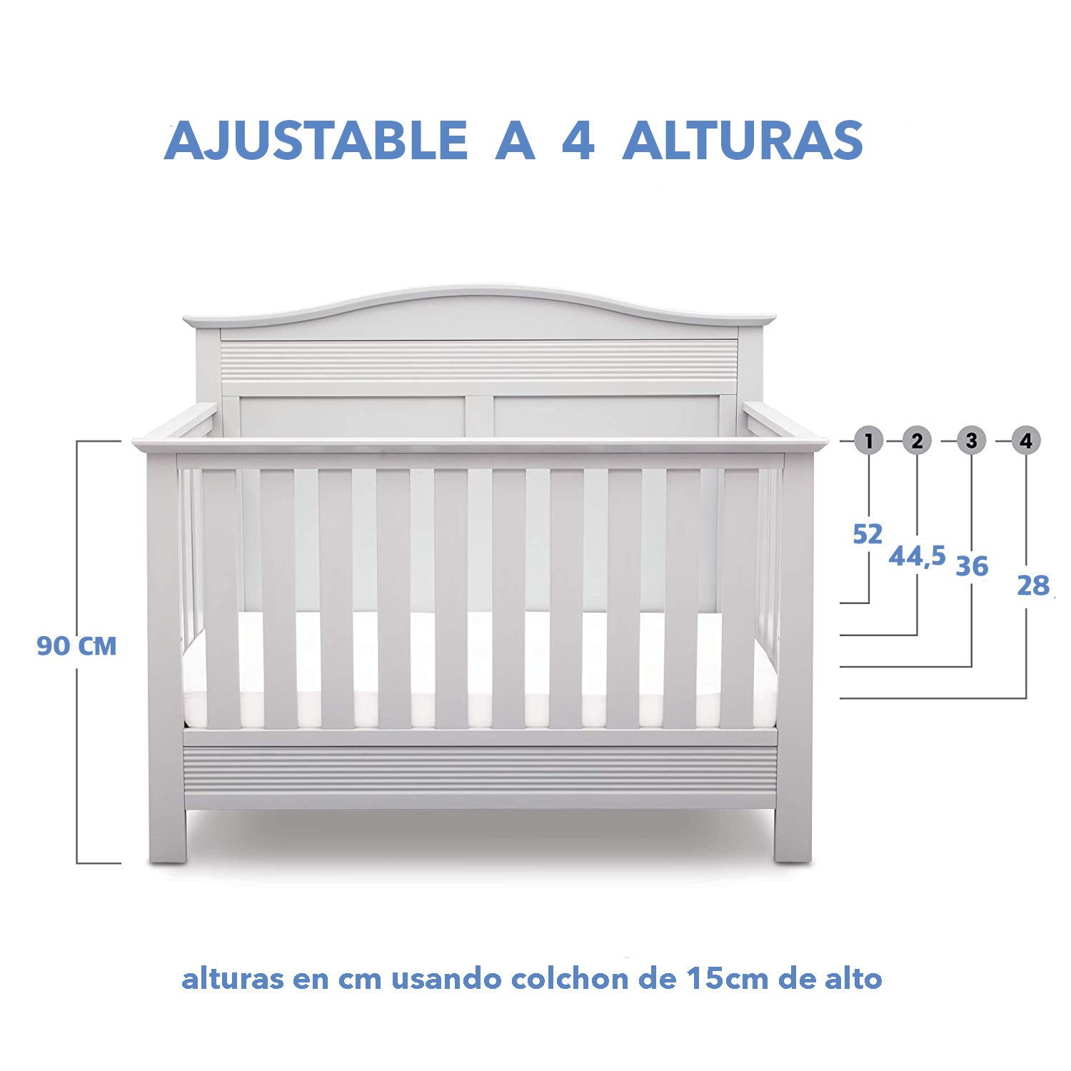 CUNA DE MADERA SERTA 4 EN 1 BARRET BLANCA - 2