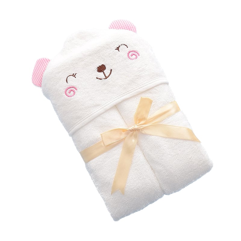 TOALLA BEBÉ NIÑA OSO CAPUCHA 100% BAMBOO ORGANICO 90X90 - 1