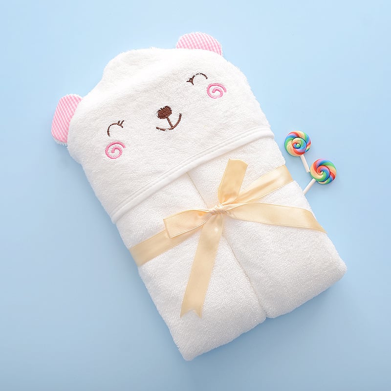 TOALLA BEBÉ NIÑA OSO CAPUCHA 100% BAMBOO ORGANICO 90X90 - 2