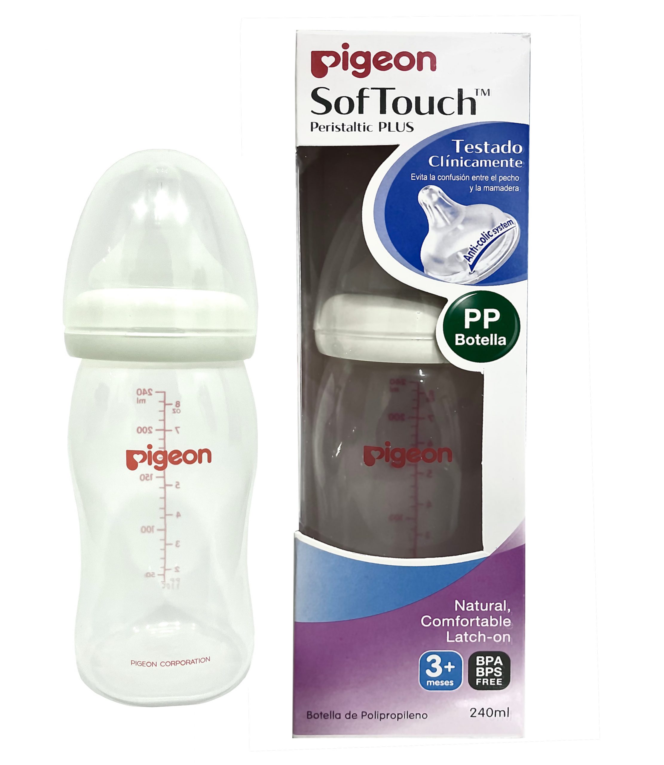 MAMADERA PIGEON 861 240ML +3M SOFTOUCH POLIPROPILENO TRANSPARENTE - 1