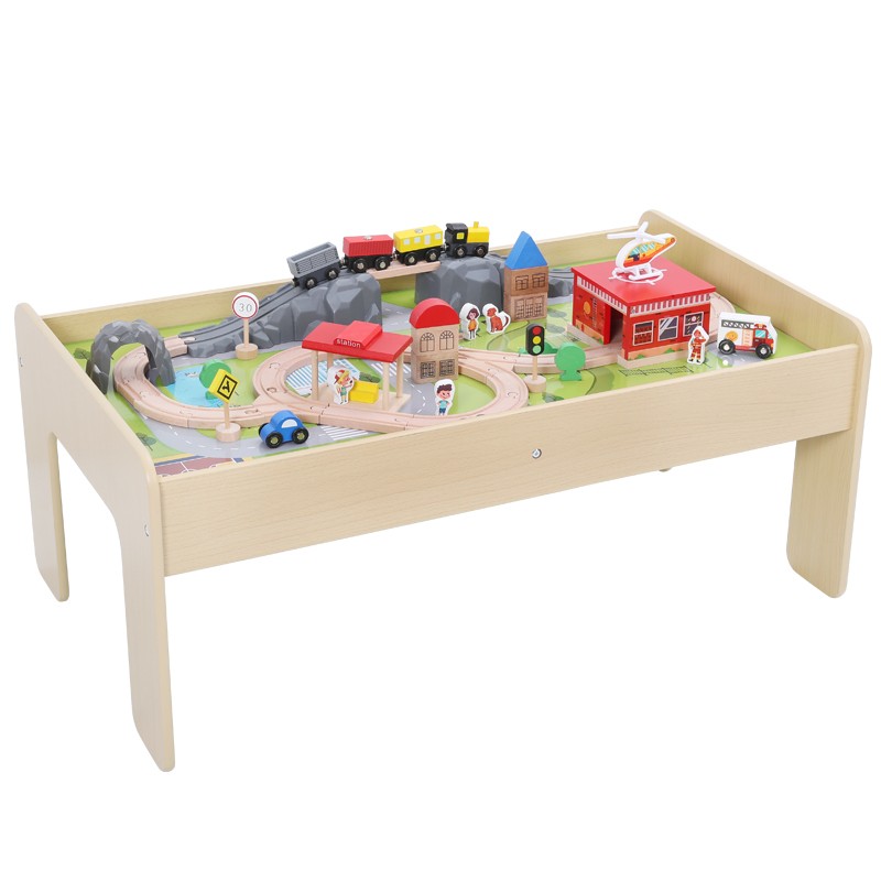 MESA PELLITOS TNWX-8175 EDUCATIVA CON PISTA TRENES MADERA 57 PIEZAS MULTICOLOR - 1