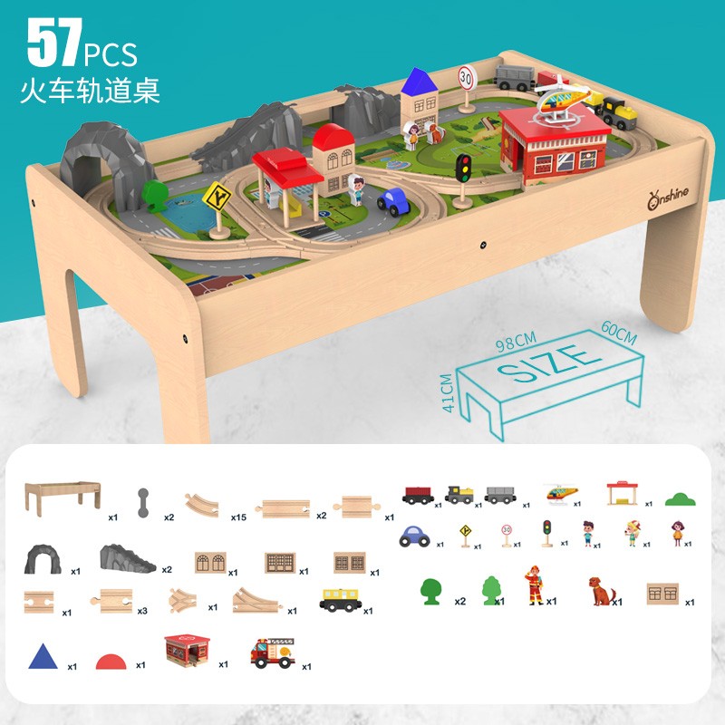 MESA PELLITOS TNWX-8175 EDUCATIVA CON PISTA TRENES MADERA 57 PIEZAS MULTICOLOR - 3