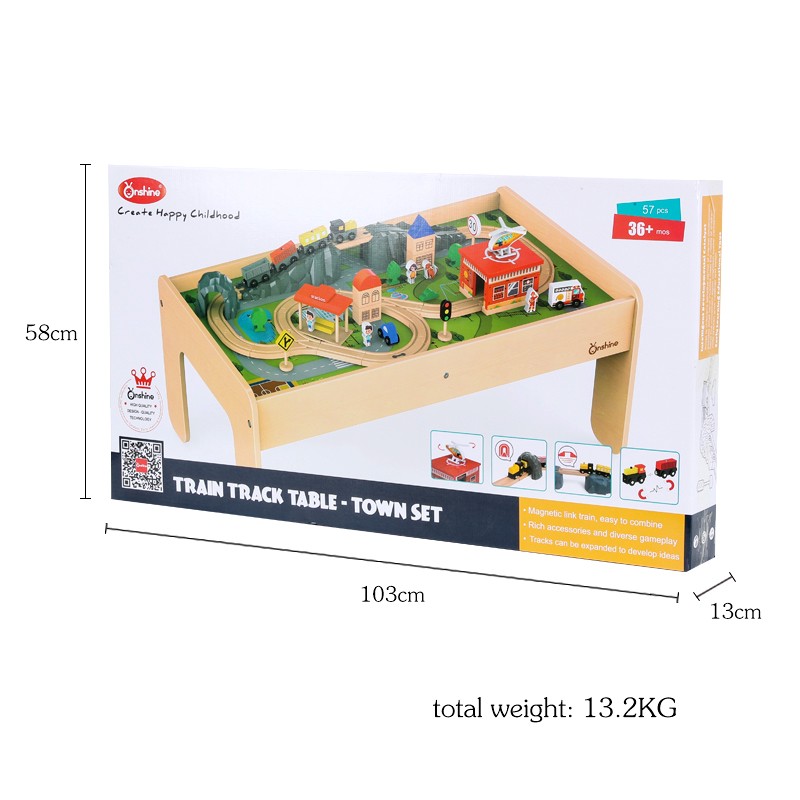 MESA PELLITOS TNWX-8175 EDUCATIVA CON PISTA TRENES MADERA 57 PIEZAS MULTICOLOR - 4