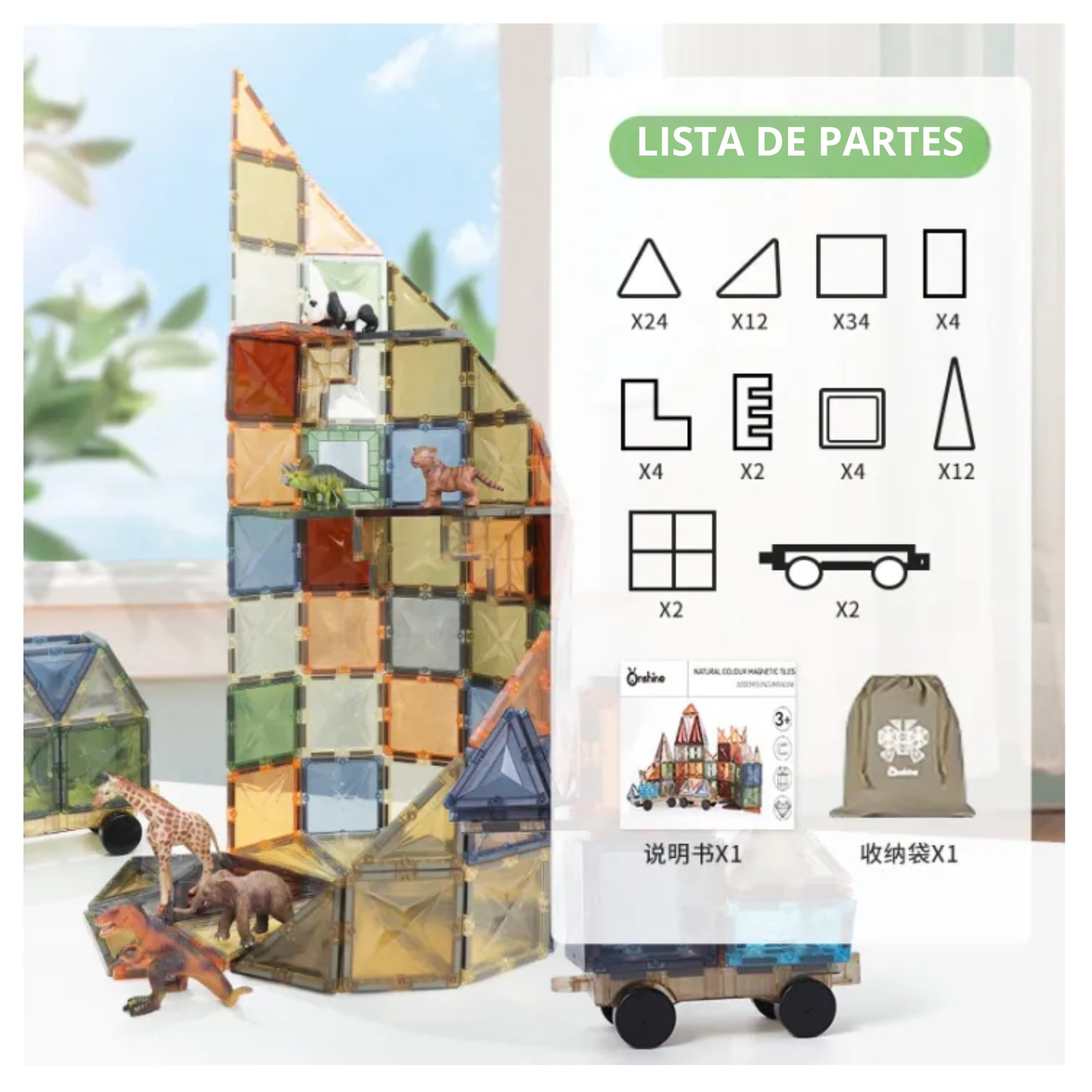 MAGNÉTICOS ONSHINE TNWX-3300 DIDÁCTICOS 3D CONSTRUCCIÓN 100 PIEZAS MULTICOLOR - 4