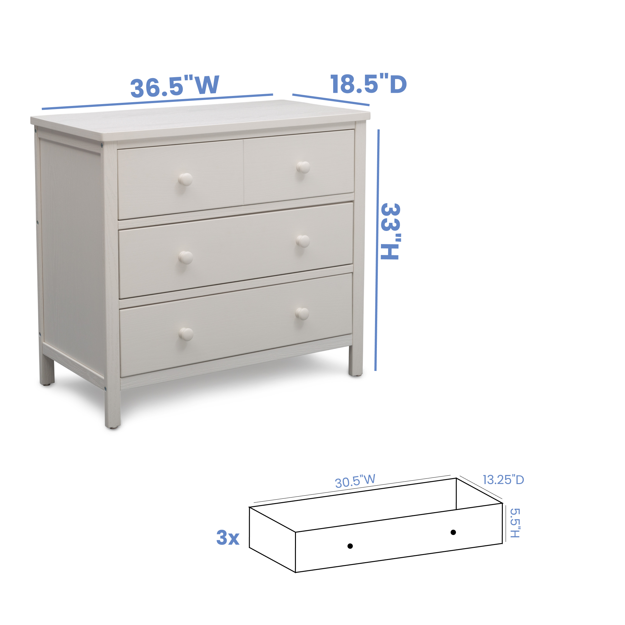 CÓMODA DELTA CHILDREN W101030-1349 3 CAJONES MIDDLETON BLANCO - 5