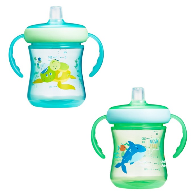 VASO THE FIRST YEARS Y6664 ANTIDERRAME CHUPETE SILICONA 207ML CON ASAS MULTICOLOR - 1