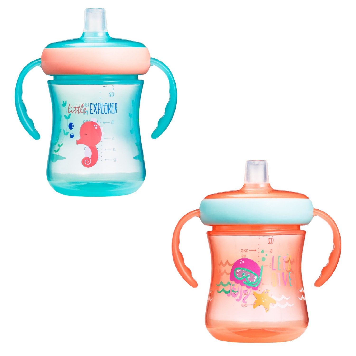 VASO THE FIRST YEARS Y6665 ANTIDERRAME CHUPETE SILICONA 207ML CON ASAS MULTICOLOR - 1
