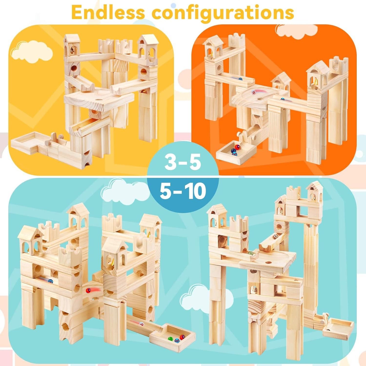 EDIFICIO ARMABLE PARA CAÍDA DE CANICA ONSHINE MADERA_NATURAL S 80 PIEZAS - 4