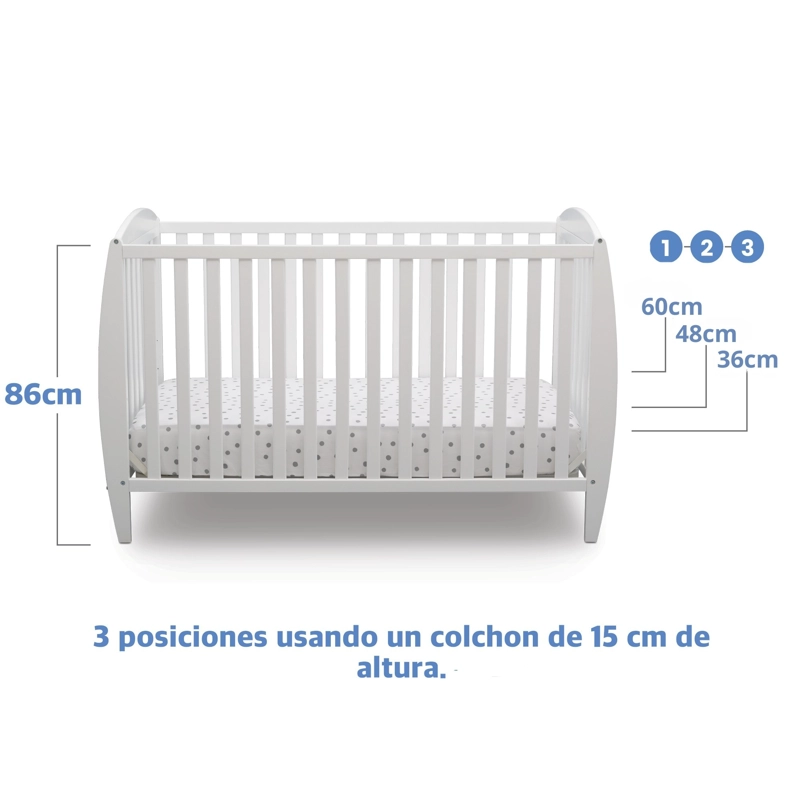 CUNA DE MADERA 3 EN 1 MAHUIDA BLANCA - 5