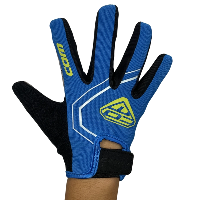 GUANTE BICICLETA NIÑOS PALM CUERO GENUINO Y SILICONA  TALLA 8 AZUL - 2