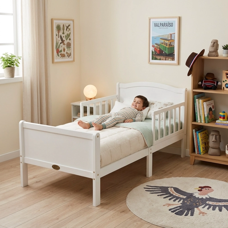 CAMA DE TRANSICION MADERA SOLIDA 140X70 NEWEN BLANCA - 2