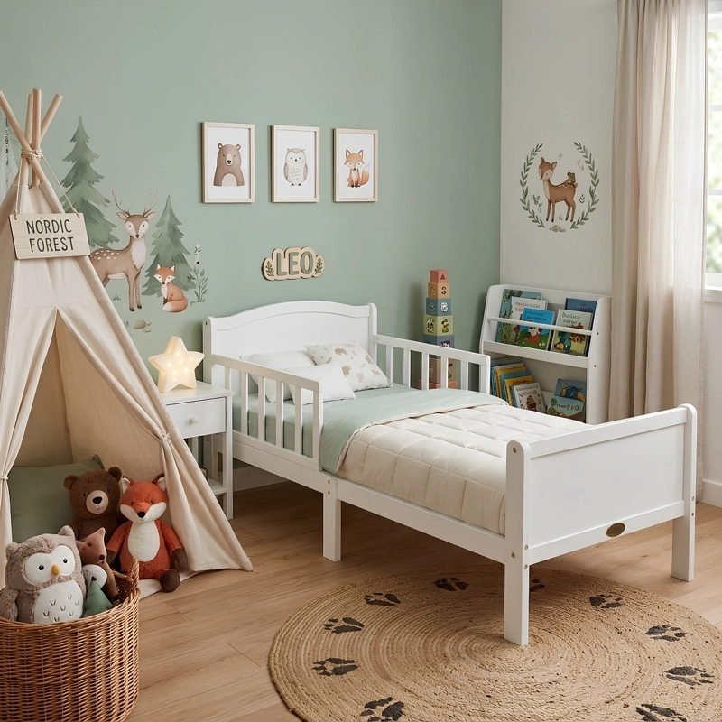 CAMA DE TRANSICION MADERA SOLIDA 140X70 NEWEN BLANCA - 5