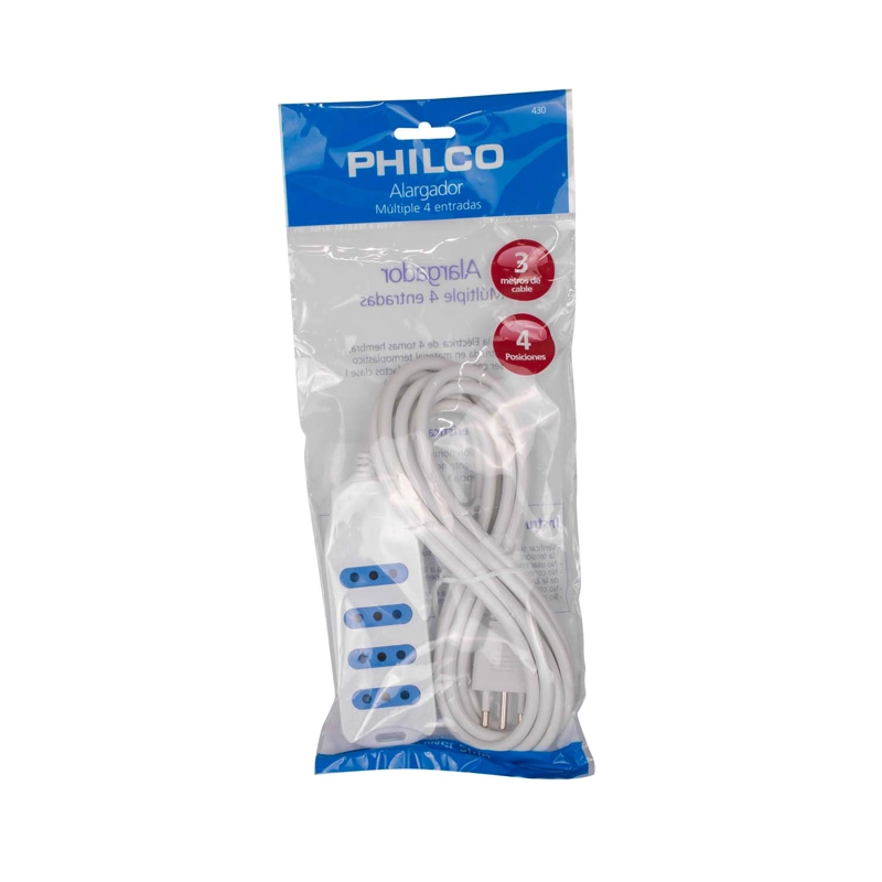 ESTENSIÓN MÚLTIPLE PHILCO 4 POS 5.00 MTS BLANCA - 4