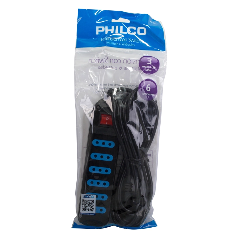 EXTENSION PHILCO XT30 6 POS COLOR NEGRO - 4