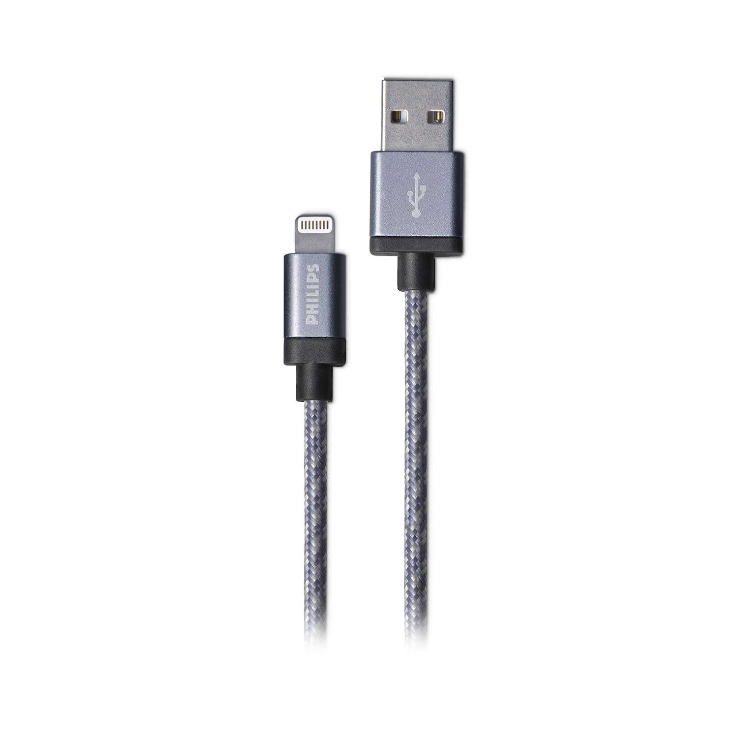 CABLE IPHONE PHILIPS DLC2508N 1.2 MTS TRENZADO GRIS - 1