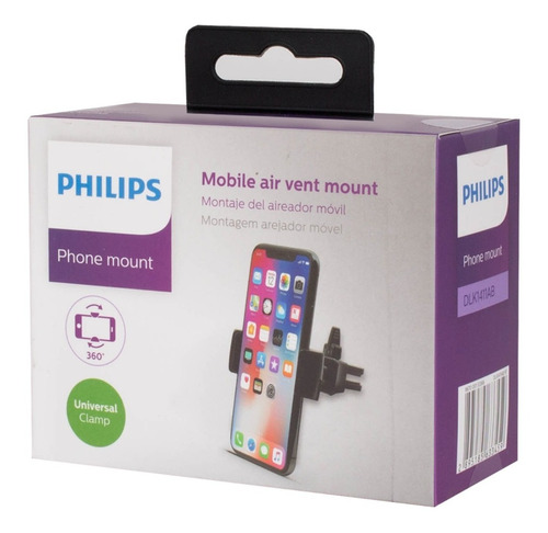 SOPORTE PARA CELULAR AUTOMOVIL REJILLA 360 ROTACION PHILIPS - 2
