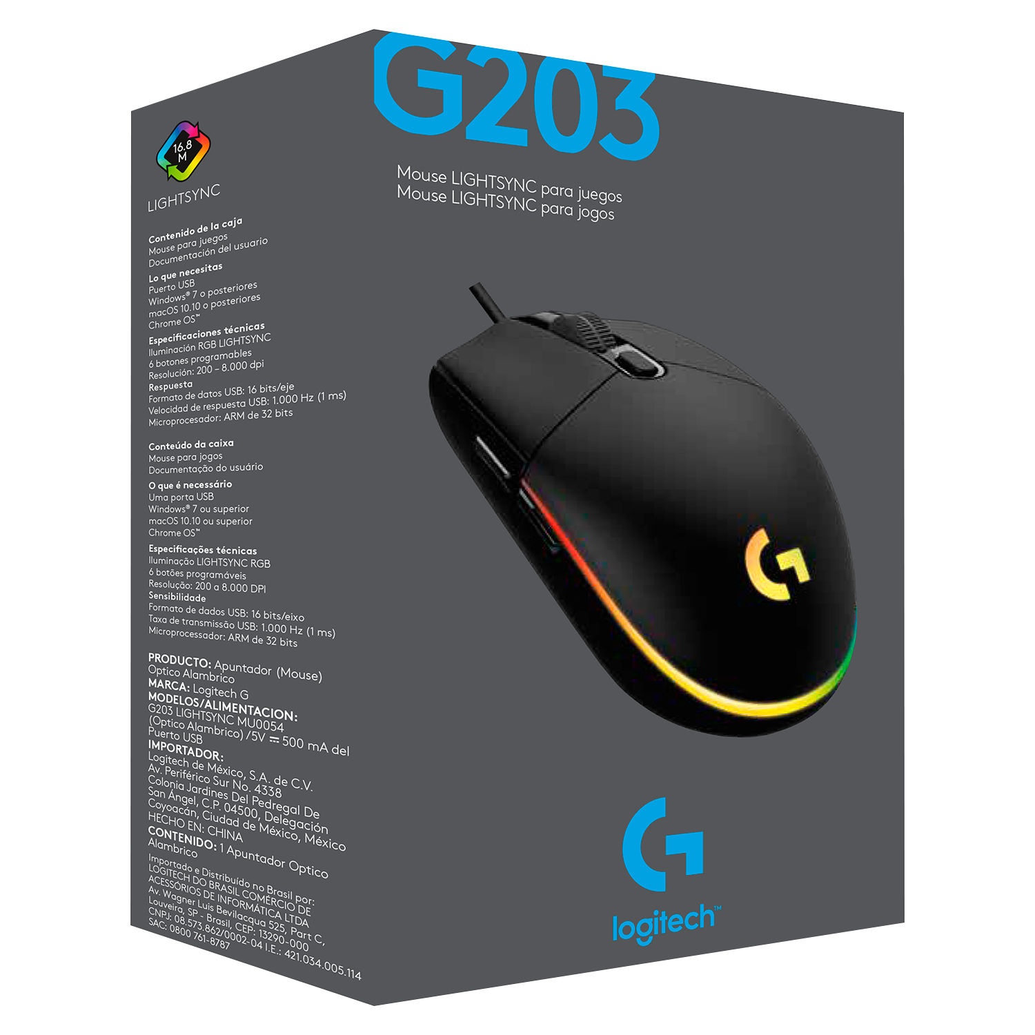 MOUSE LOGITECH 910-005793 G203 LIGHTSYNC BLACK - 5