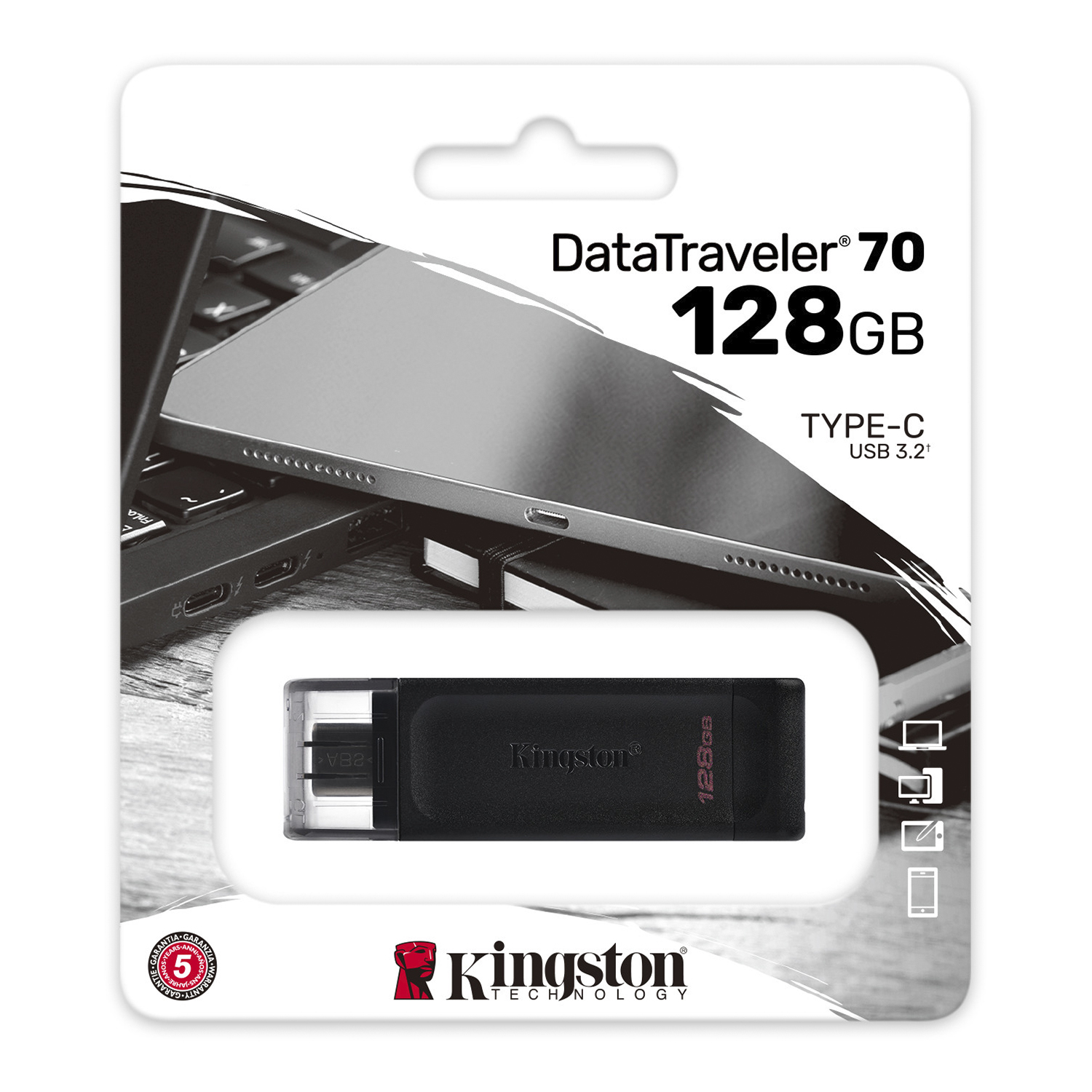 PENDRIVE KINGSTON C / 3.2 DATA TRAVELER 70 DT70/128GB - 3