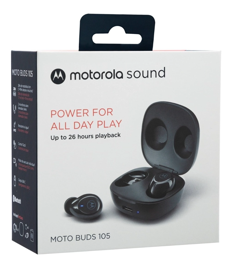 AUDÍFONOS MOTOROLA TRUE WIRELESS 105 BUDS BLUETOOTH NEGRO - 4