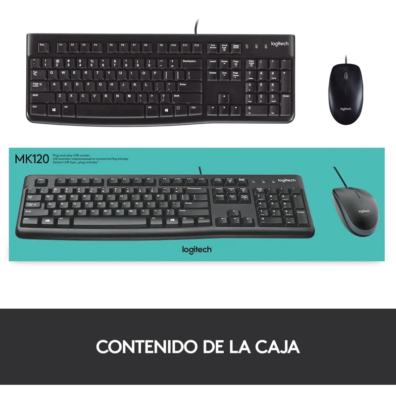 KIT TECLADO + MOUSE XBOX LOGITECH MK120 ESPAÑOL LATINOAMÉRICA - 4