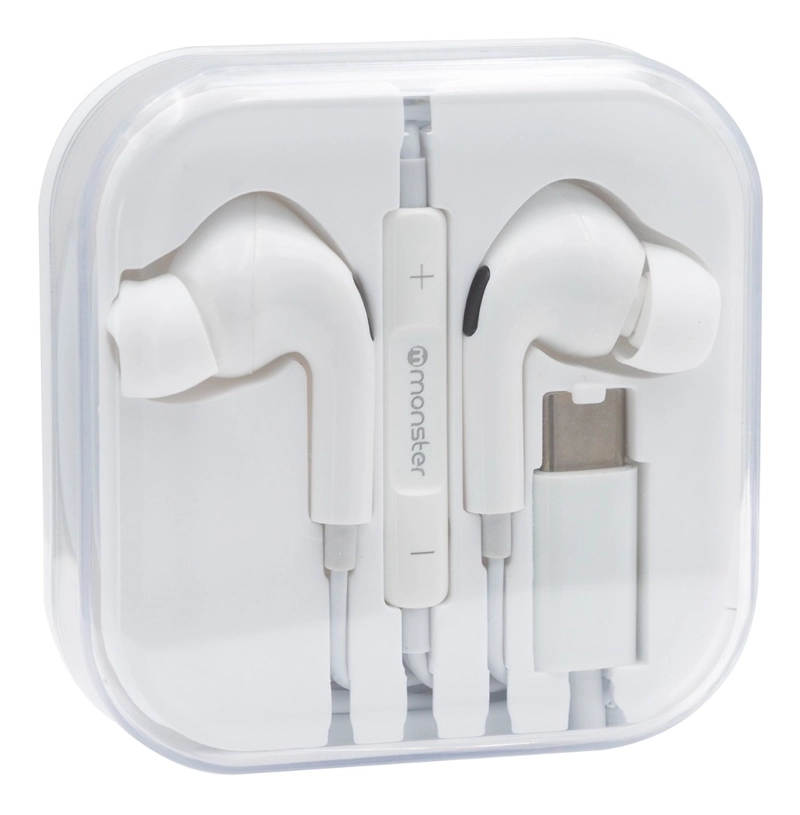 AUDÍFONOS MONSTER AUDIO MANOS LIBRES C21WT BLANCO CONECTOR TIPO C - 3