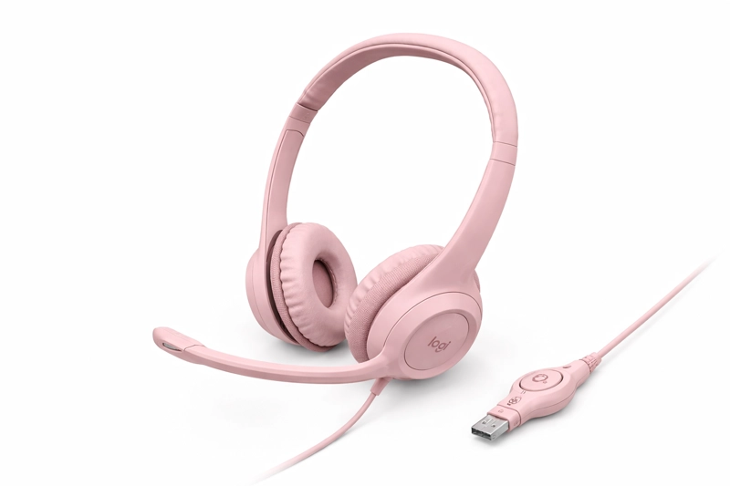 AUDÍFONOS LOGITECH HEADSET 981-001280 USB H390 ROSADO - 2