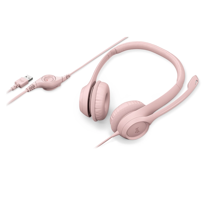 AUDÍFONOS LOGITECH HEADSET 981-001280 USB H390 ROSADO - 4