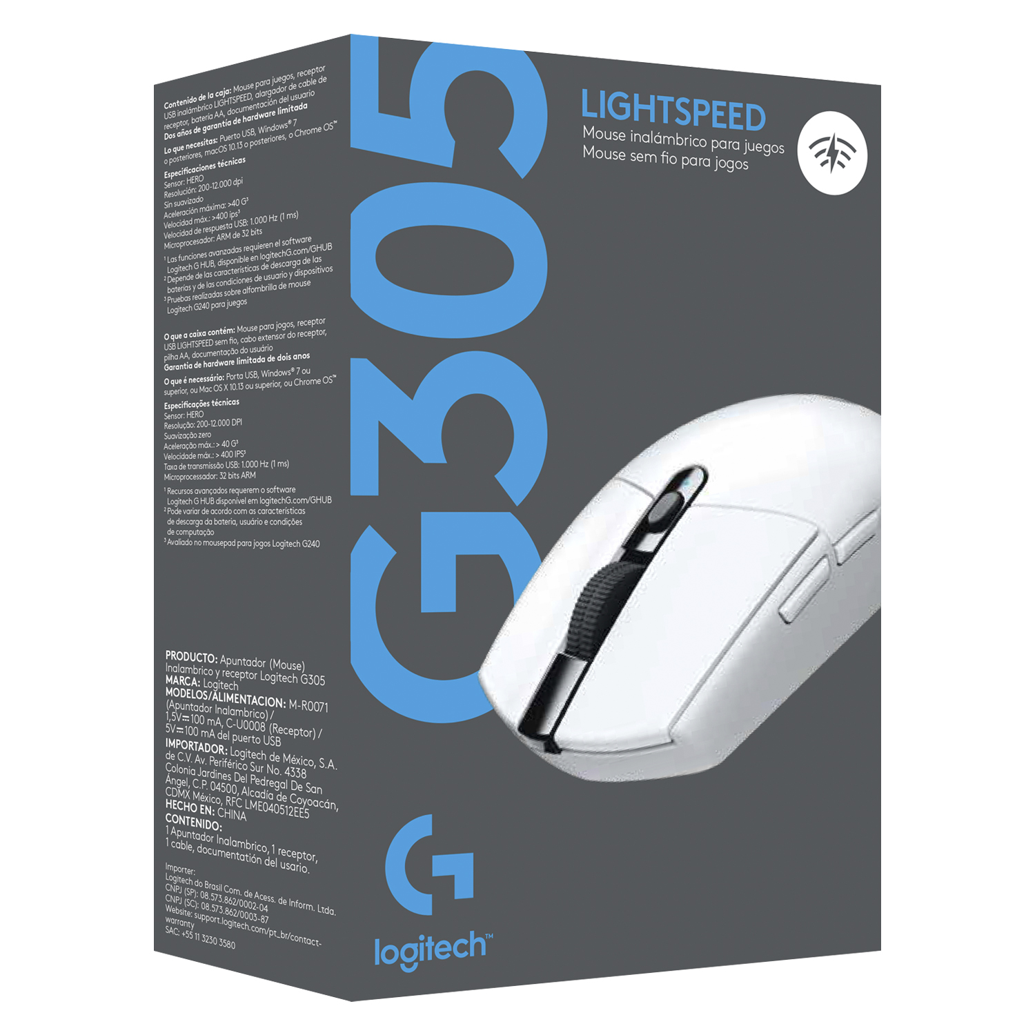 MOUSE LOGITECH 910-005290 G305 WHITE - 5