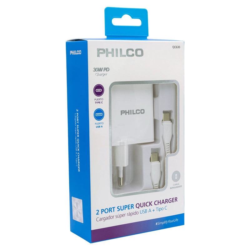 CARG. DE PARED SUPER RAPIDO 30W USB A Y TIPO C - 5