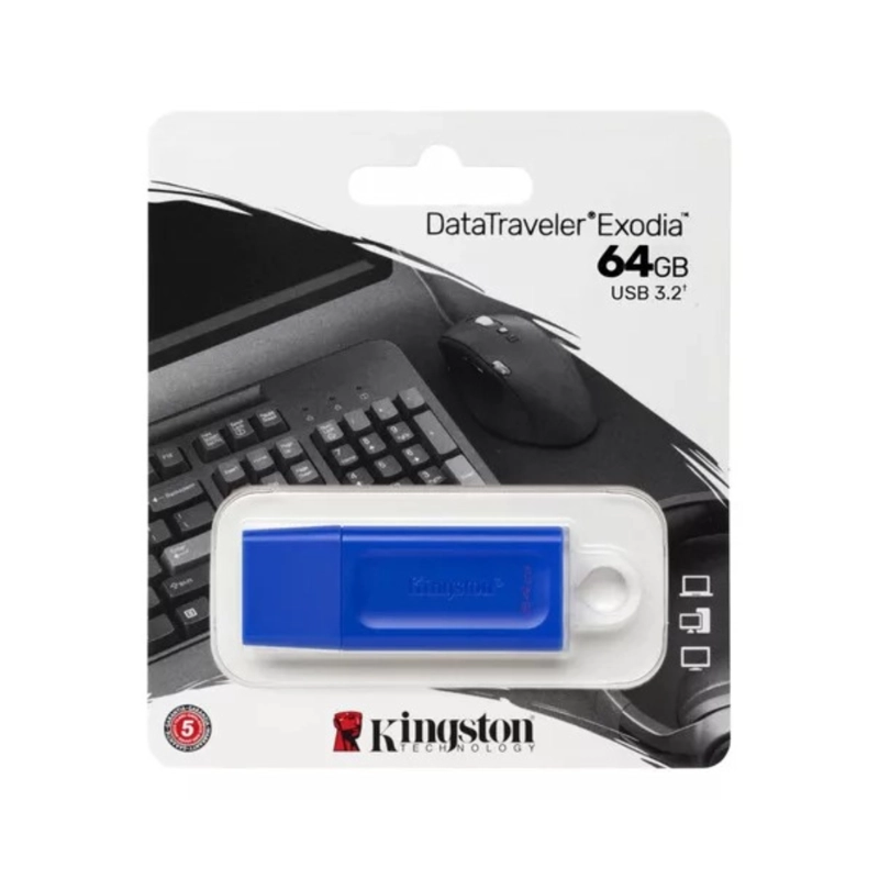 ADAPTADOR KINGSTON DTX/64GB PENDRIVE EXODIA 3.2 -64GB AZUL - 2