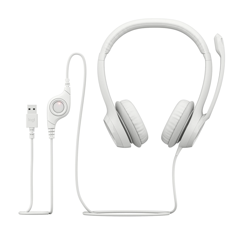 AUDÍFONOS LOGITECH HEADSET 981-001285 USB H390 BLANCO - 4