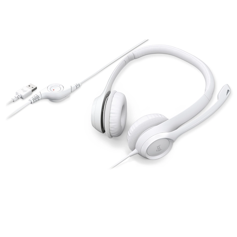 AUDÍFONOS LOGITECH HEADSET 981-001285 USB H390 BLANCO - 6