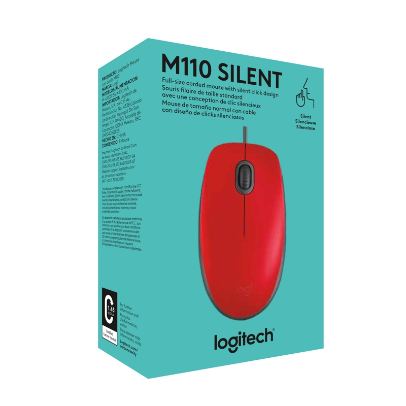 MOUSE LOGITECH 910-006755  M110 SILENT ROJO - 5
