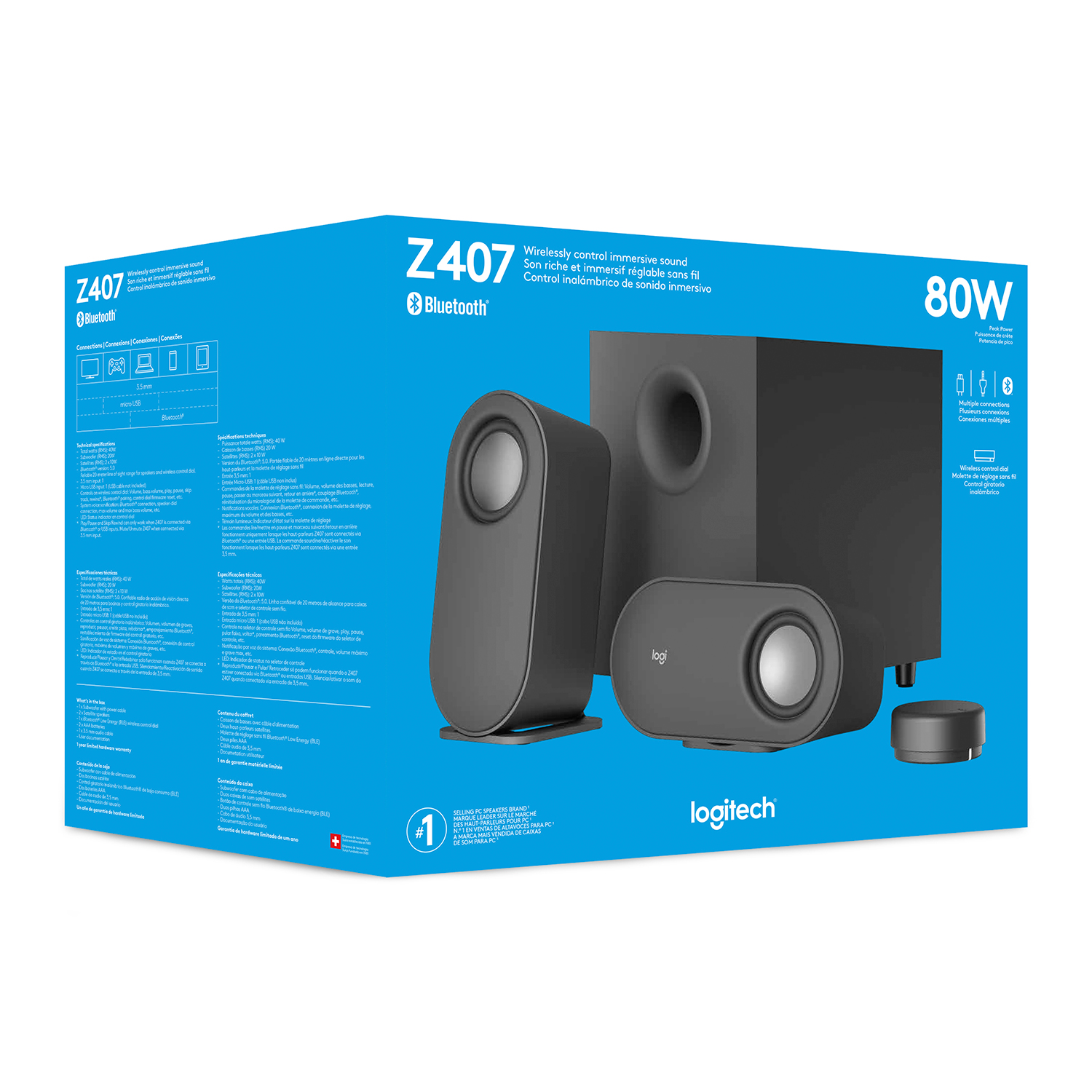 PARLANTE LOGITECH 980-001348   Z407 GRAPHITE - 5