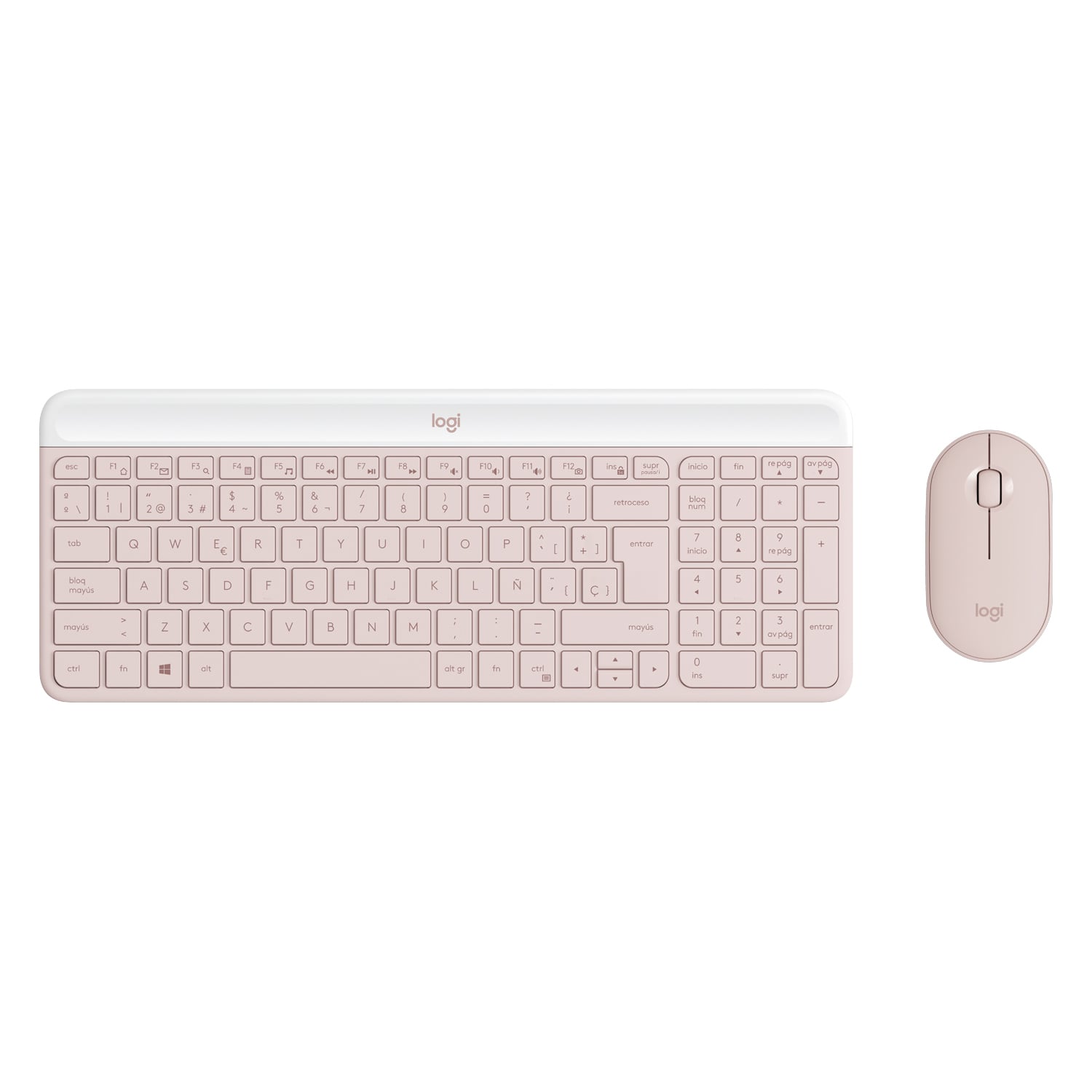 SLIM COMBO TECLADO MOUSE MK470 ROSADO - 1