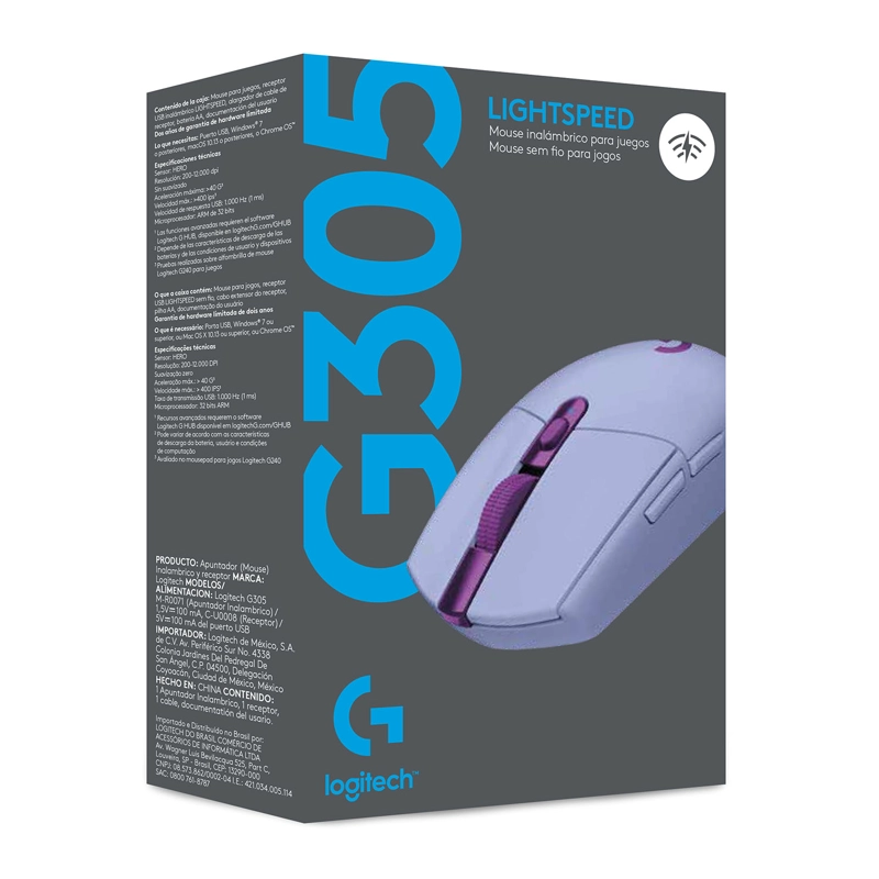 MOUSE INALÁMBRICO LOGITECH GAMER G305 LILA - 6