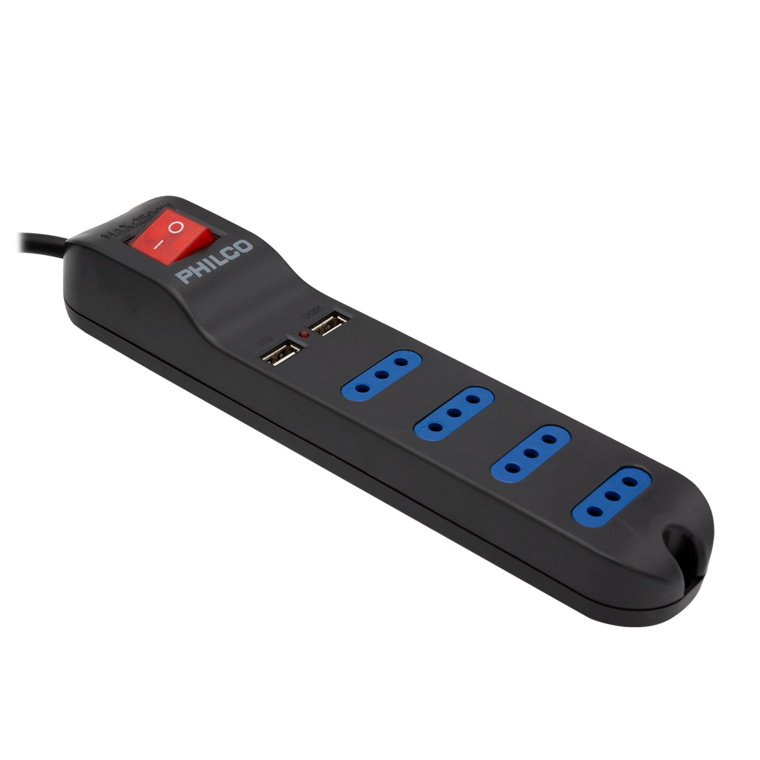 EXTENSION PHILCO 285936 XT41 USB 4 POS NEGRO - 4
