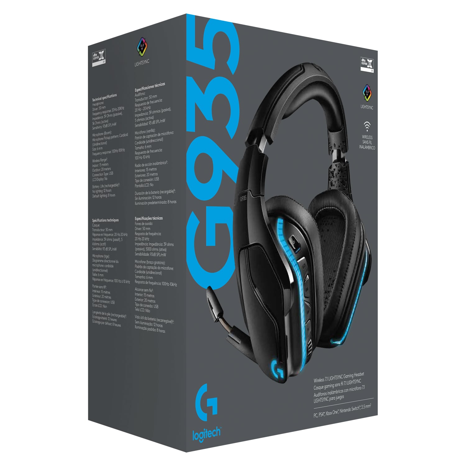 AUDÍFONOS GAMER LOGITECH HEADSET 981-000742 SORRLIGHT G935 7.1 BLUETOOTH - 1