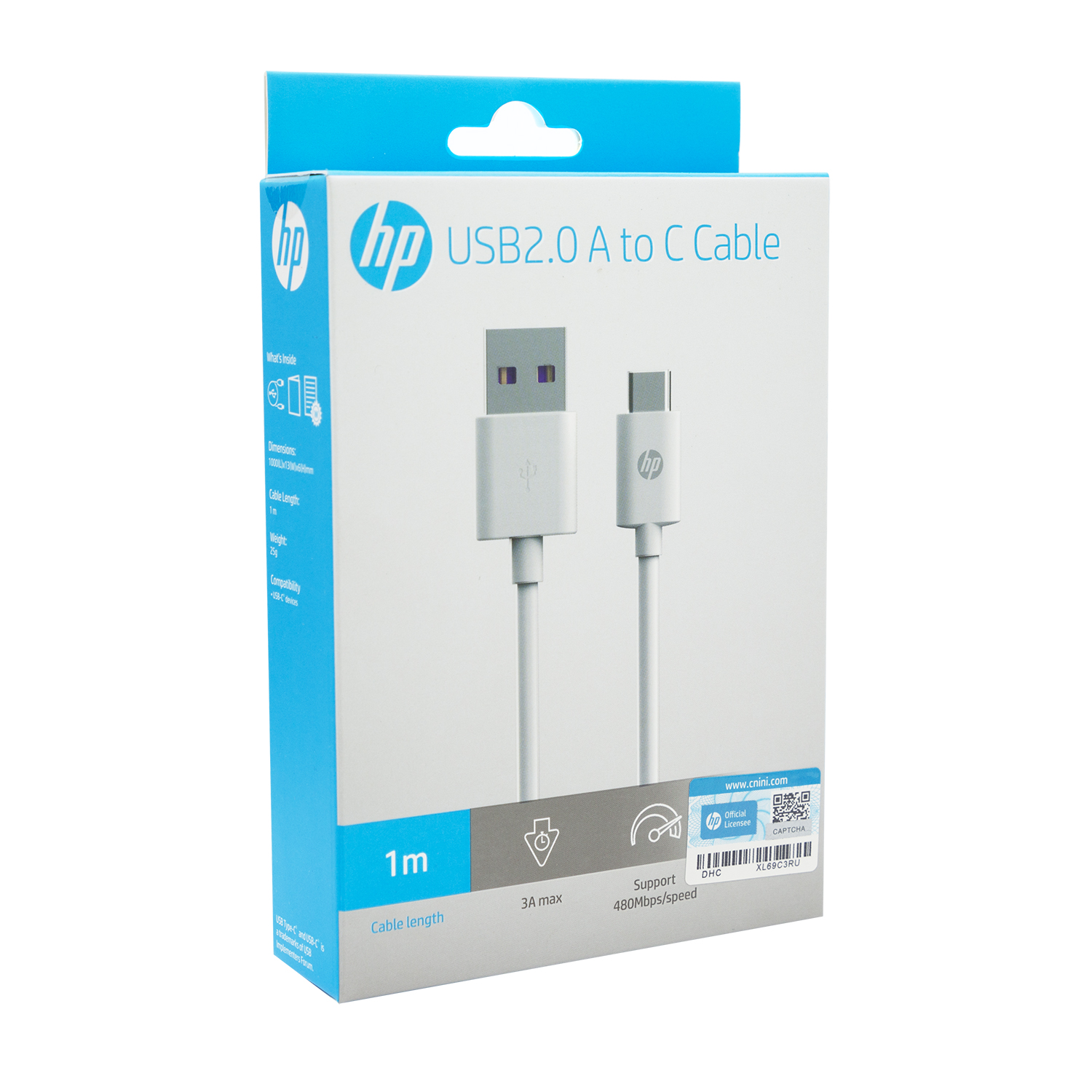 CABLE USB HP DHC-TC100 3,0 A USB-C 1MT - 3