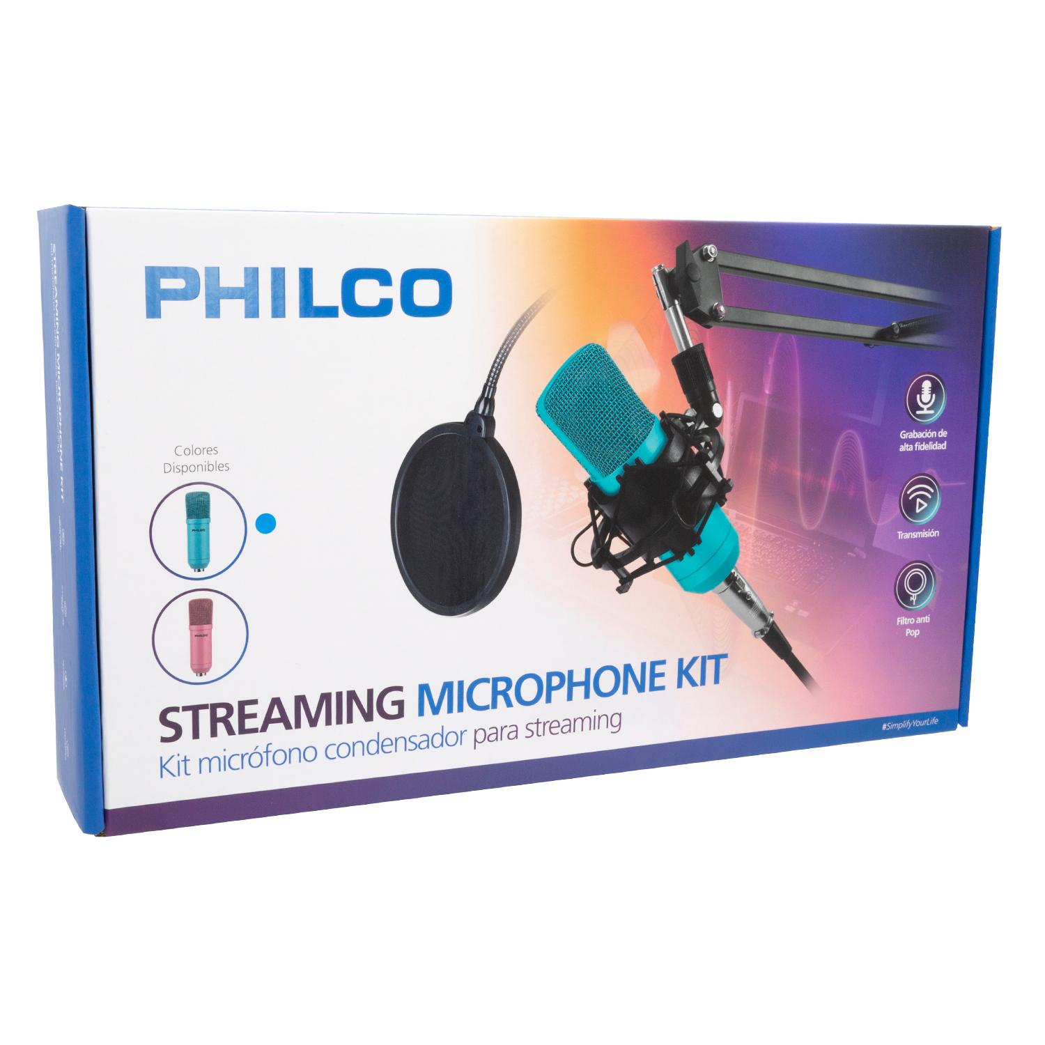 KIT STUDIO PHILCO MICROPH C/SOP/POP/STAND/USB SOUND CARD AZUL - 5