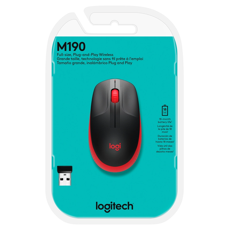 MOUSE INALÁMBRICO LOGITECH 910-005904 WIRELESS M190 ROJO - 3