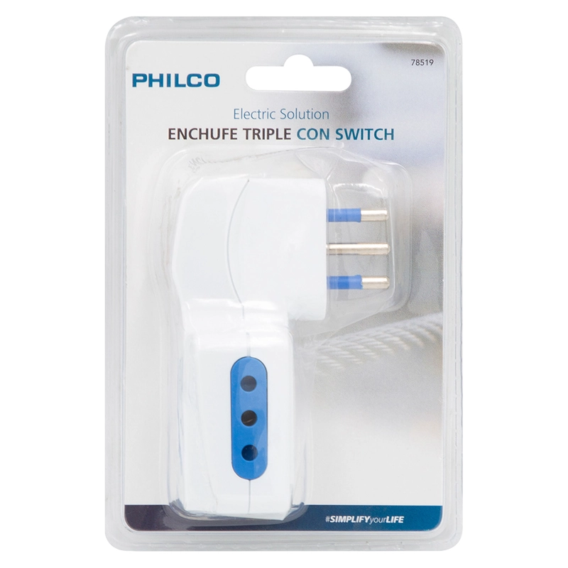 ENCHUFE PHILCO 78519 TRIPLE C/SWITHCH 2P + T 10 A 250 V BLANCO - 3
