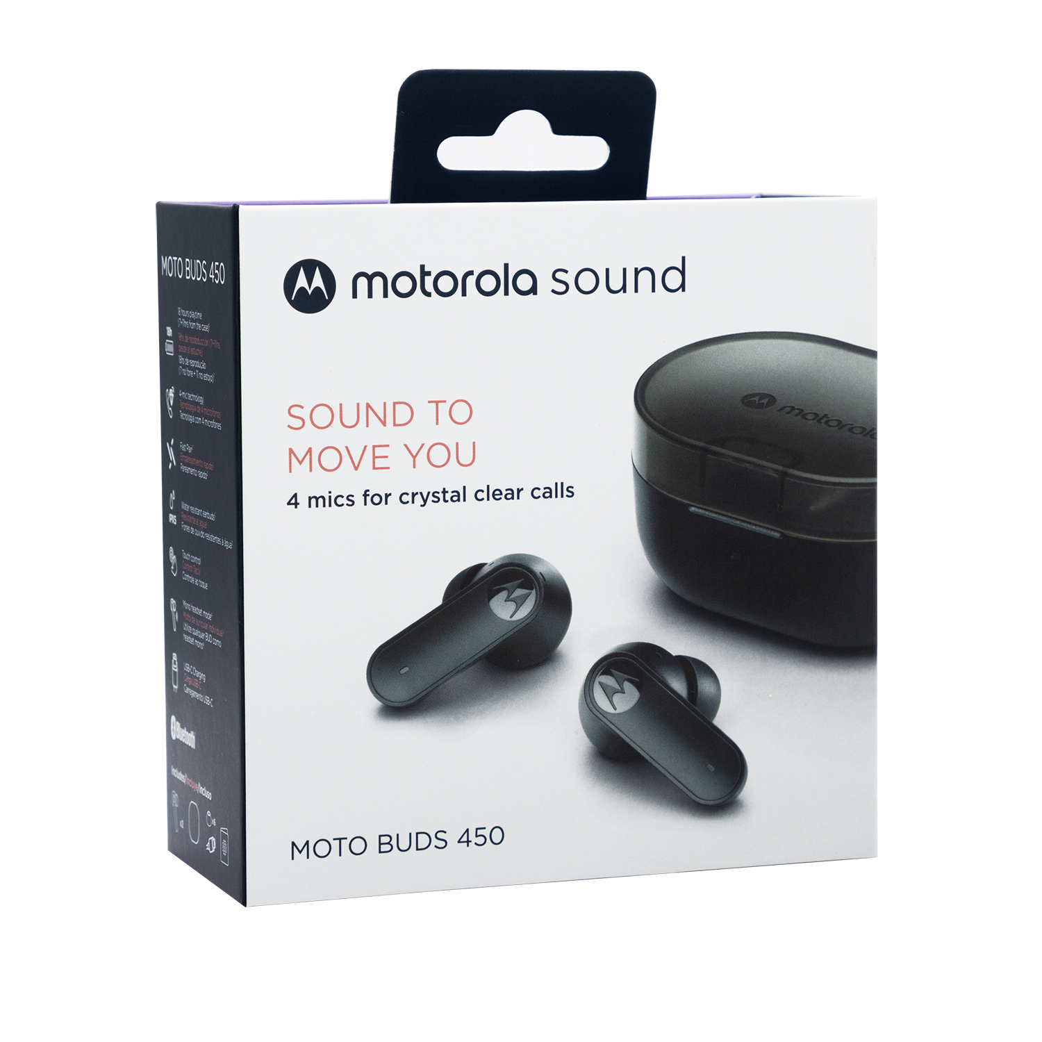 AUDÍFONOS MOTOROLA TRUE WIRELESS MOTOBUDS MB450 BLUETOOTH NEGRO - 6