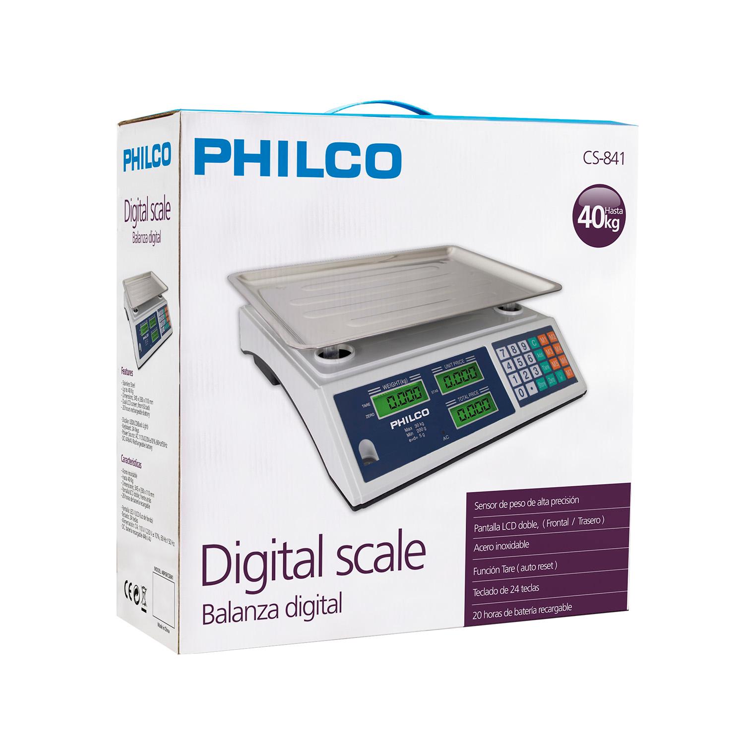 BALANZA DIGITAL 40 KG PHILCO ACERO INOX. - 4