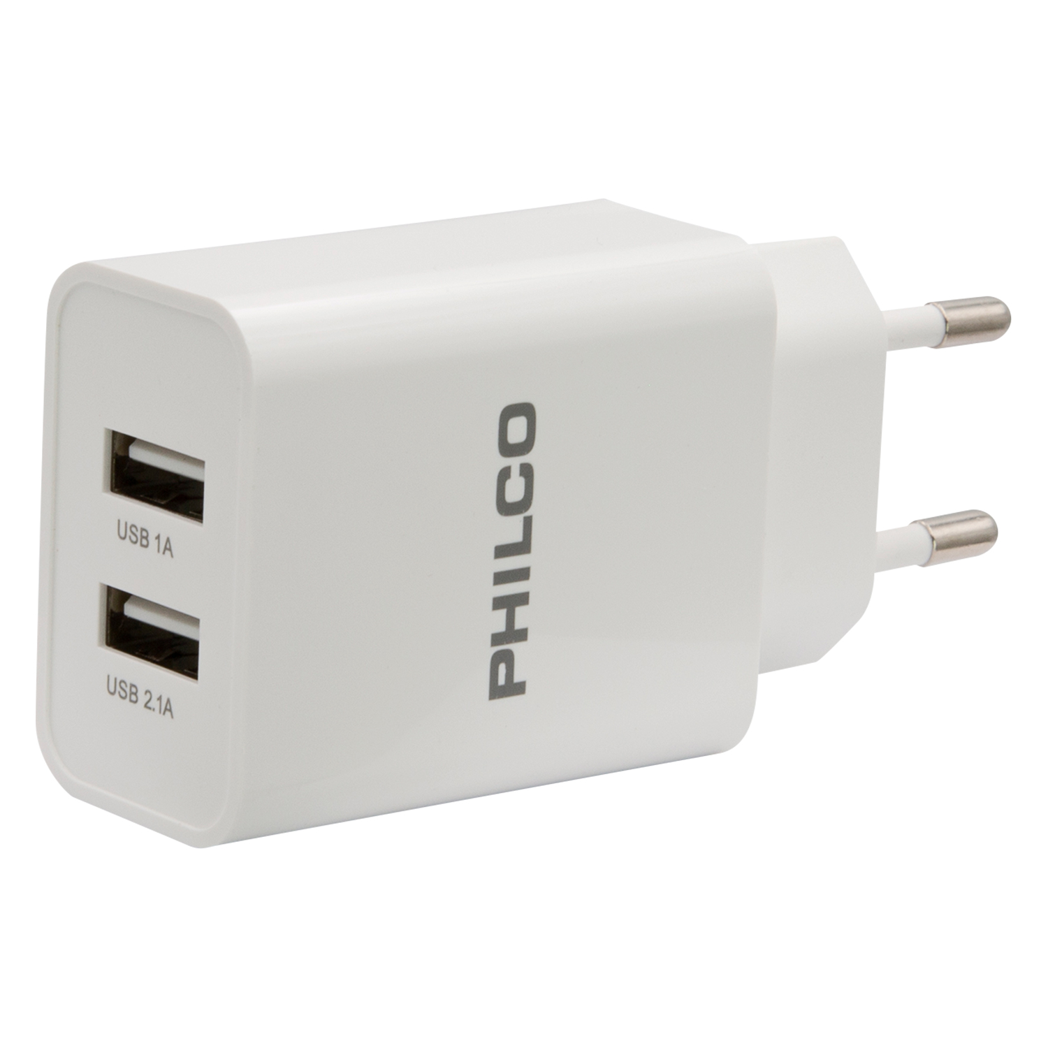 CARGADOR DE PARED 2.1A DOBLE USB C/ CABLE TIPO C BLANCO R2109 - 2