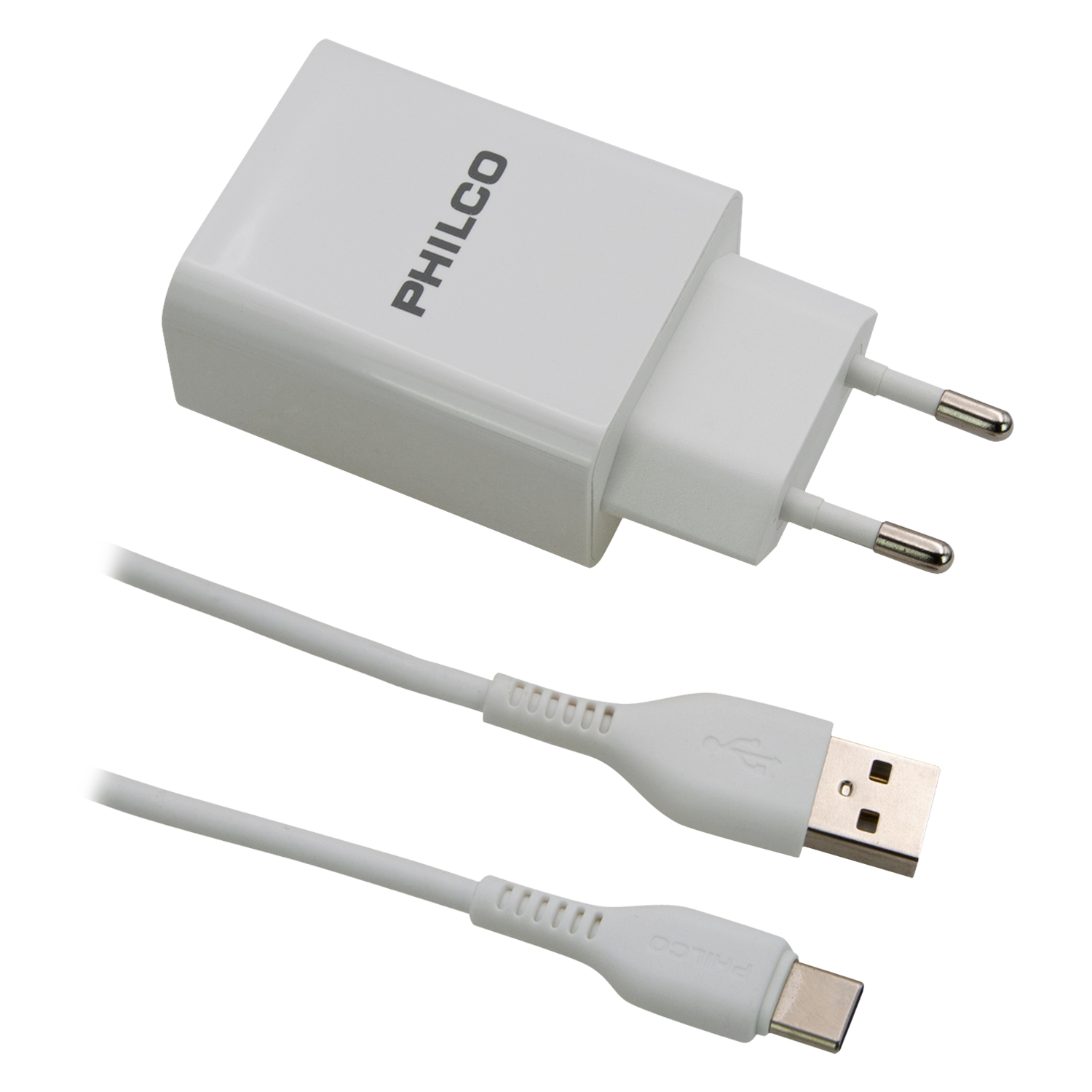 CARGADOR DE PARED 2.1A DOBLE USB C/ CABLE TIPO C BLANCO R2109 - 3
