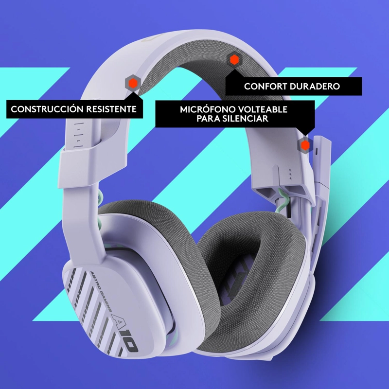 ASTRO GAMING A10 AUDIFONOS GEN 2 CON CABLE PARA PC LILA - 5