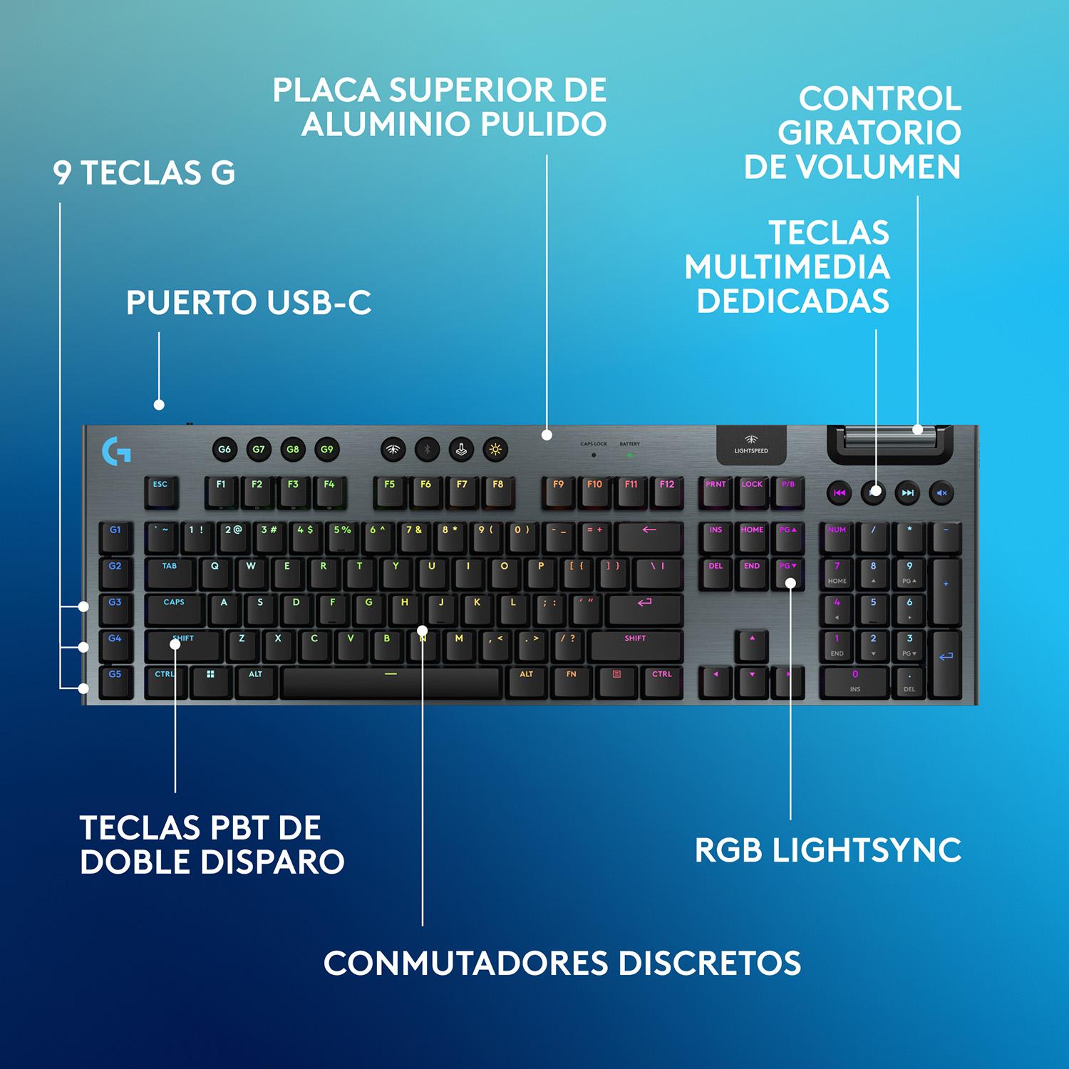TECLADO INALAMBRICO LOGITECH G915 X LIGHTSPEED NEGRO US - 7